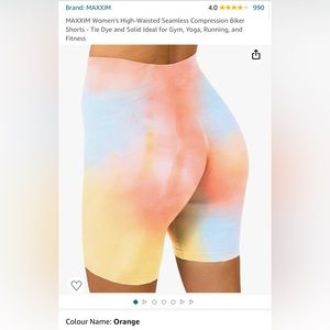 MAXXIM Women's High-Waisted Seamless Compression Shorts Tie Dye